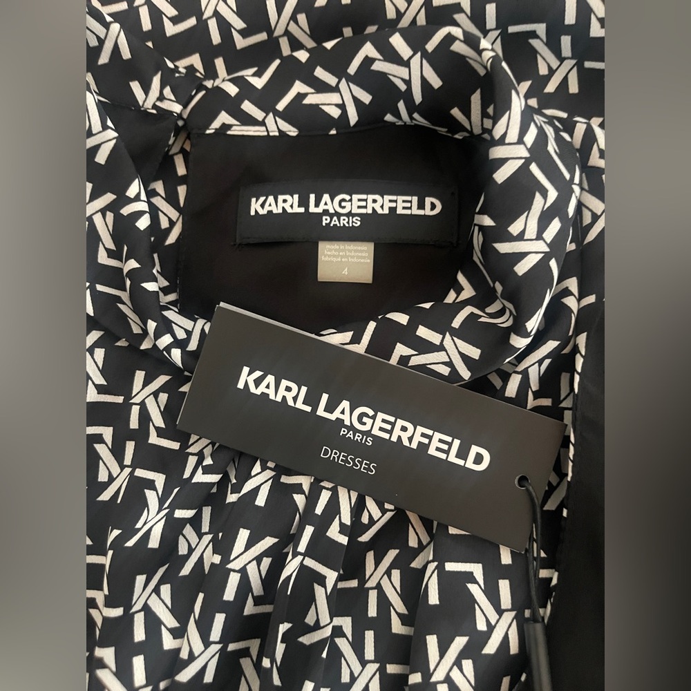 KARL LAGERFELD Paris Women's Black White Sleeveless High-Low Maxi Dress Size 4 - Picture 14 of 15